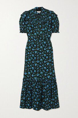 Hermione Tiered Ruffled Floral-print Crepe Maxi Dress - Blue