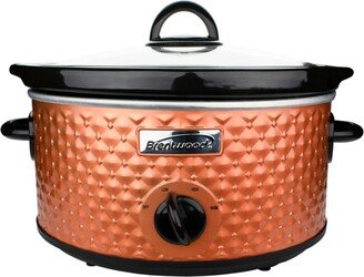 Brentwood 3.5 Quart Diamond Pattern Slow Cooker in Copper - Rust/Copper