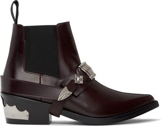 Burgundy Ankle Strap Chelsea Boots