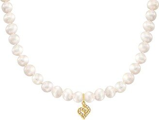 Jane Basch 14K Diamond & 6-8Mm Pearl Initial Necklace