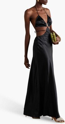 Colette embellished cutout satin halterneck maxi dress