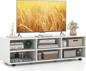 TV Stand TV Console Cabinet 6-Cubby Media Console Entertainment Center with Adjustable Shelves