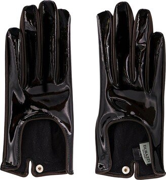 Durazzi Milano Patent And Calfskin Leather Gloves. Silk Lining