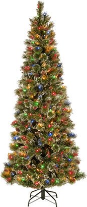 National Tree Company 7' Glistening Pine Pencil Slim Hinged Tree