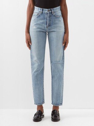 Distressed High-rise Slim-leg Jeans-AA