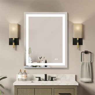 BESTCOSTY LED Lighted Bathroom Mirror with 3 Colors Light and Touch Button-AB