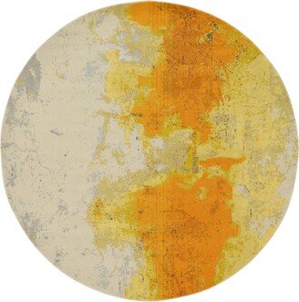 Bayshore Home Newwolf New4 Yellow 8' x 8' Round Area Rug