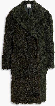 Double-breasted faux shearling coat