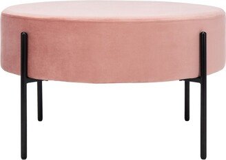 Lisbon Round Cocktail Ottoman - Dusty Rose/Black