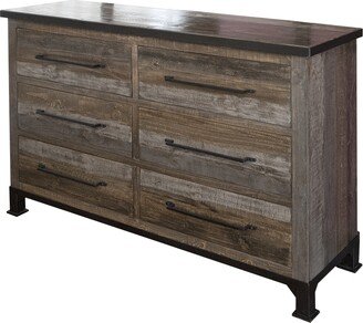 61 Brown Solid Wood Six Drawer Double Dresser