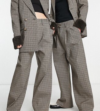 unisex wide leg pants in check - part of a set