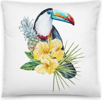 Toucan Pillow/Tropical Bird With Yellow Flowers New House Gift Home Decor Decorator Pillows Accent Includes Insert