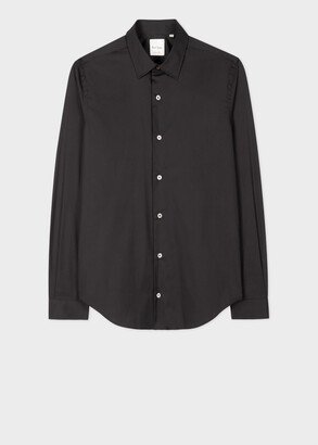 Super Slim-Fit Black Shirt With 'Artist Stripe' Cuff Lining