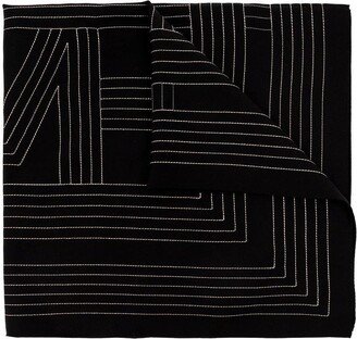 Logo Embroidered Stripe Scarf