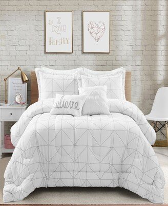 Trio Geo Metallic Print 5-Piece Full/Queen Comforter Set