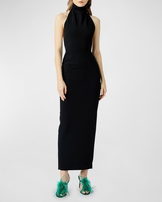 Patricia Open-Back Neck-Tie Halter Dress