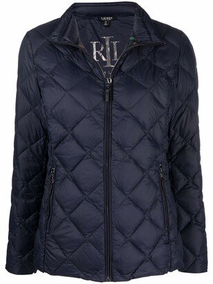 Diamond-Quilted Zipped Puffer Jacket