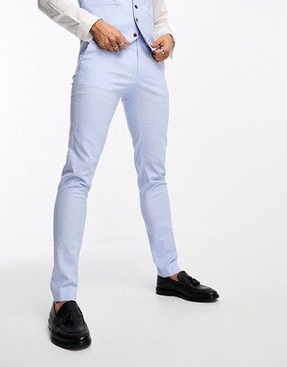 skinny linen mix suit pants in pastel blue