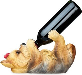 Yorkie Polyresin Wine Bottle Holder Set of 1, Brown, Holds 1 Standard Wine Bottle