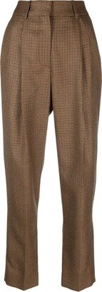 Houndstooth-Pattern Tapered Trousers