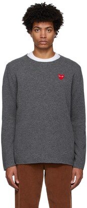 Grey Wool Heart Patch Sweater