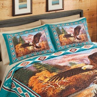 Collections Etc Majestic Eagle Scene Aztec Border Pillow Shams - Set of 2