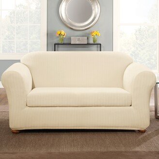 Stretch Pinstripe 2 Piece Loveseat Slipcover