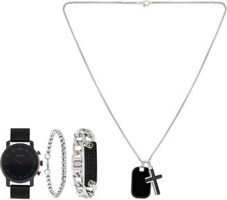 Mesh Strap Watch, Bracelets & Necklace Gift Set, 44mm