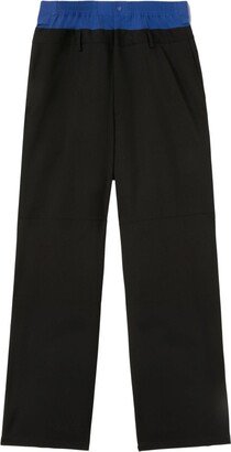 Contrast Waist Straight-Leg Trousers