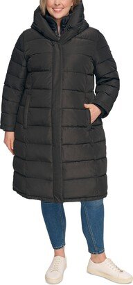 Women's Plus Size Bibbed Hooded Puffer Coat