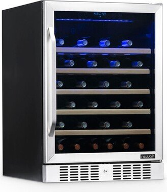 24 Built-In 52 Bottle Compressor Wine Fridge in Stainless Steel with Precision Digital Thermostat and Premium Beech Wood Shelves - Stainless s