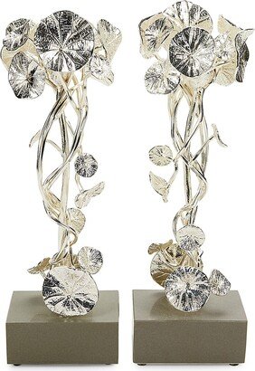 2-Piece Silverplated Floral Sculpture Set