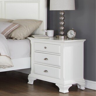 Laveno White Wood 3-drawer Night Stand