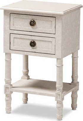 Lenore Country Cottage Farmhouse 2 Drawer Nightstand White