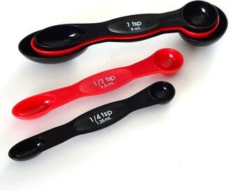 5 Piece Nesting Magnetic Measuring Spoon Set 1/4 tsp to 1 tbsp, Red/Black