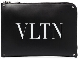 VLTN logo leather pouch