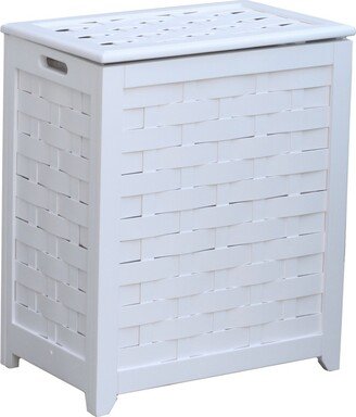 Oceanstar Rectangular Veneer Laundry Wood Hamper with Interior Bag