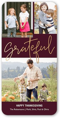 Thanksgiving Cards: Elegant Thanksgiving Fall Photo Card, Purple, 4X8, Signature Smooth Cardstock, Rounded