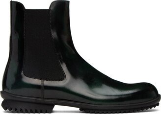 Green Leather Chelsea Boots