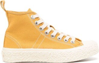 Vulcanised decorative-stitching high-top sneakers