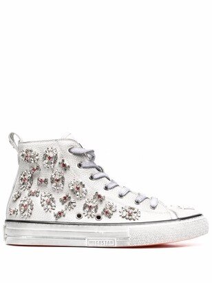 Crystal-Embellished High-Top Sneakers-AC