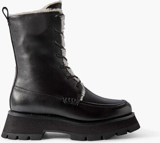 Kate shearling-lined leather combat boots