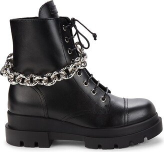 Vichingo Chain Trim Leather Combat Boots