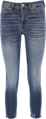 Cropped Distressed Slim-Cut Jeans