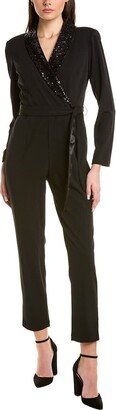 Women's Stretch Crepe Tuxedo Jumpsuit with Sequin Lapels