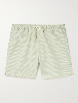 Timothy Straight-Leg Mid-Length Striped Seersucker Swim Shorts