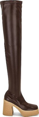 Skyla Stretch Thigh High Boot in Brown