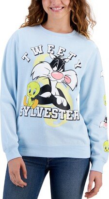 Love Tribe Juniors' Tweety And Sylvester Crewneck Sweatshirt