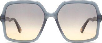 Rectangle Frame Sunglasses-BQ