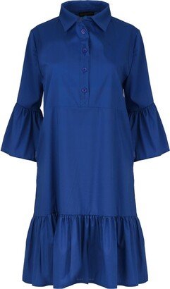 Conquista Royal Blue Bell Sleeve Dress With Ruffle Hem